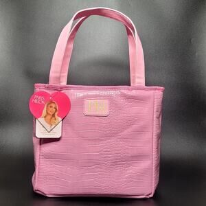 Paris Hilton Pink Faux Croc Zippered‎ Insulated Lunch Bag Tote 12 X 10 X 5 NWT